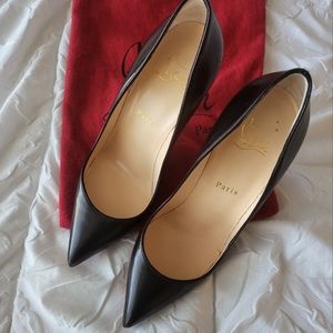 Christian Louboutin Pigalle Follies 100mm 4 inch Black Leather Size 39 or 9